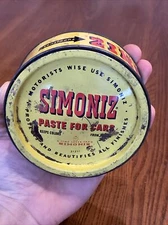 Vintage Simoniz Paste For Cars Tin Can 7oz Advertising Automobile Furniture Cars