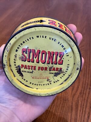 #ad Vintage Simoniz Paste For Cars Tin Can 7oz Advertising Automobile Furniture Cars $17.76