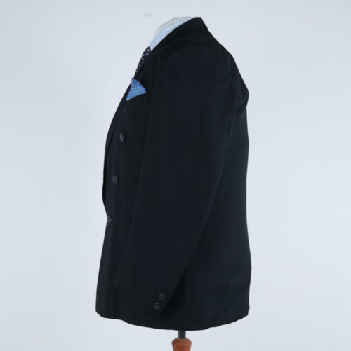 Mens Black Double Breasted Blazer 48R UK Size Sport Coat Vintage Jacket - Picture 5 of 12