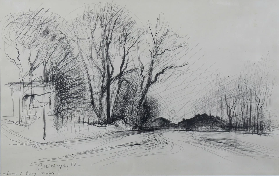 Roger Marage (1922-2012) Path To Corny-Sur-Moselle Pont-à-mousson Méheut Foto 2 de 4