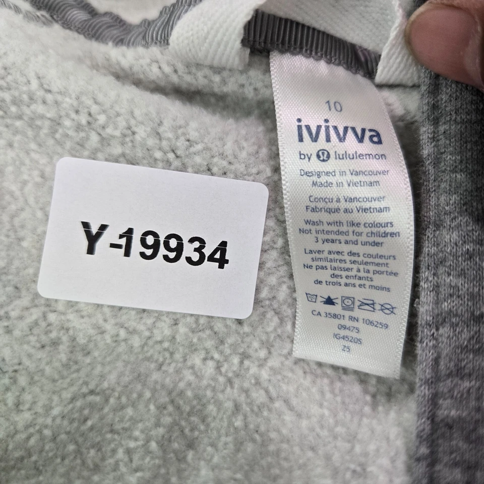 Ivivva Mujer Sudadera 10 Gris Sudadera con Capucha Cremallera Completa Logo Agujero para el Pulgar LEER Foto 3 de 4