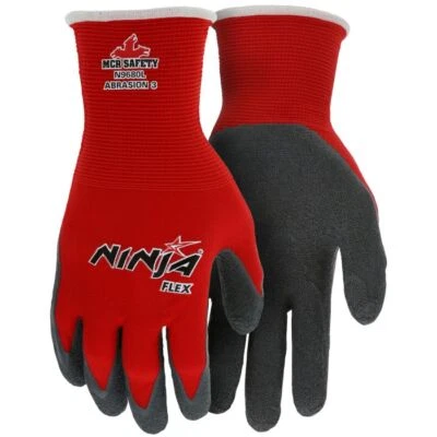 MEMPHIS 12 PAIR MCR N9680 RED Ninja Flex Latex Palm Coated Protective Work Gloves