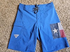 Columbia PFG Board Shorts Mens 30 Omni-Shade Fishing Texas Flag Surf Swim EUC
