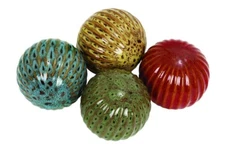 Ceramic Orbs Set of 4 Decorative Balls Spheres Tray Vase Jar Fi Balls Orbs 4"