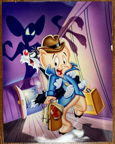 PORKY PIG Orig Art Print Proof Anni '90 Poster Animazione Looney Tunes WB SYLVESTER - Foto 1 di 4