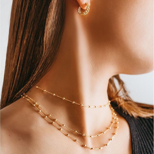 Damen Kette Gold 999 24 Karat vergoldet Kugelkette Halskette WASSERFEST K6220D - Bild 5 von 5
