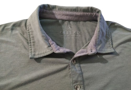 Free Fly Poloshirt Grün Bambusmischung Kurzarm Herren Größe Large