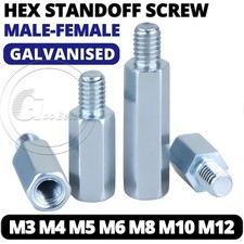 M3 M4 to M12 Male-Female Galvanised Hex Standoff Screw Spacer Pillar Hex Support