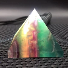 Natural Rainbow Fluorite Quartz Crystal Pyramid Healing Specimen Decoration 1Pc