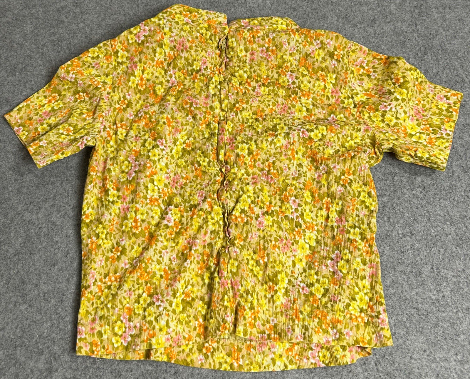 Vintage NELLY DON Women's Floral 2 Piece Set Sz M Yellow Tie Collar 80’s Y2k