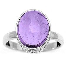 Natural Amethyst Cab - Brazil 925 Sterling Silver Ring s.7 Jewelry R-1191