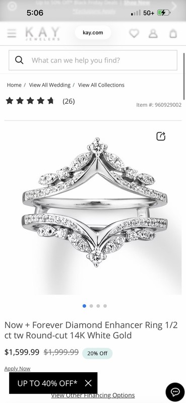 Now & Forever Diamond Enhancer Ring 1/2 Ct Tw Round-cut 14K White Good.
