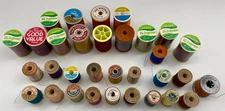 Lot of 30 + Vintage & Modern Thread Spools – Mixed Brands & Colors
