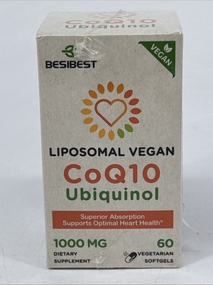 Besibest 1000mg Liposomal CoQ10 Ubiquinol 60 Vegan Softgels, 1000mg