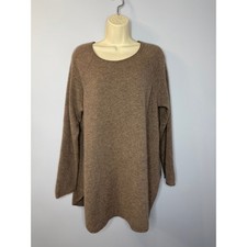 In Cashmere Scoop Neck Cashmere Sweater Tunic Beige Women's L