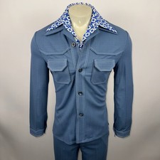 Vtg 60s 70s Leisure Suit Mens Small Jacket 29 30 Pants Bell Bottoms Hippie Disco