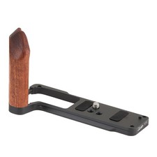 Aluminum Alloy QR L-plate Bracket w/ Wooden Handle Grip for Fuji Fujifilm XT5