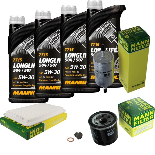 Mann Inspektionspaket 4L Mannol Longlife 504/507 5W-30 FüR Mazda 3 1.6 1.4-image