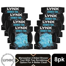 Lynx Manwasher 2-Sided Shower Tool For A Better Clean & Smell Ready, 8 Pack