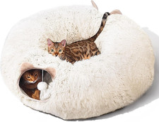 Cat Tunnel with Cat Bed for Indoor Cats, Soft Plush Peekaboo Cat Cave Donut Tunn