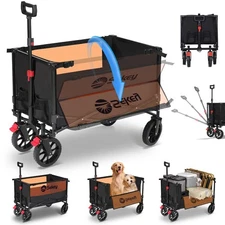 Sekey Foldable Wagon 330lbs Heavy Duty Cart with All-Terrain Wheels & Cup Holder