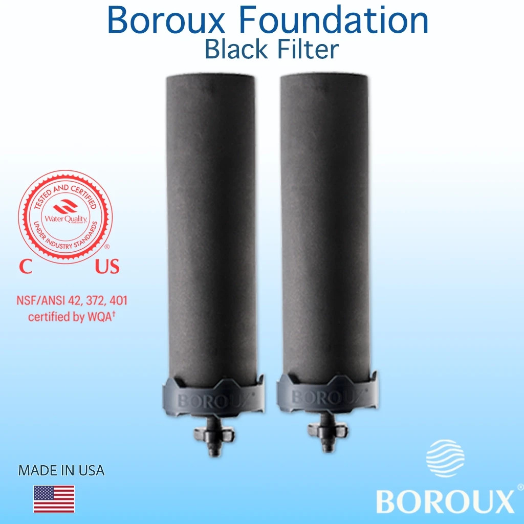 Boroux Foundation Replacement Black Filter set of 2 water filters - fits Berkey