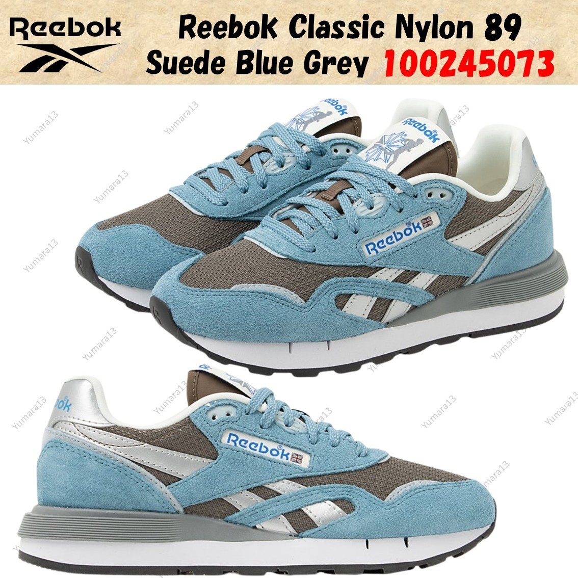 Reebok Classic Two-Tone Blue & Gray Sneakers Classic Nylon 89 Shoes - Reebok main image 3