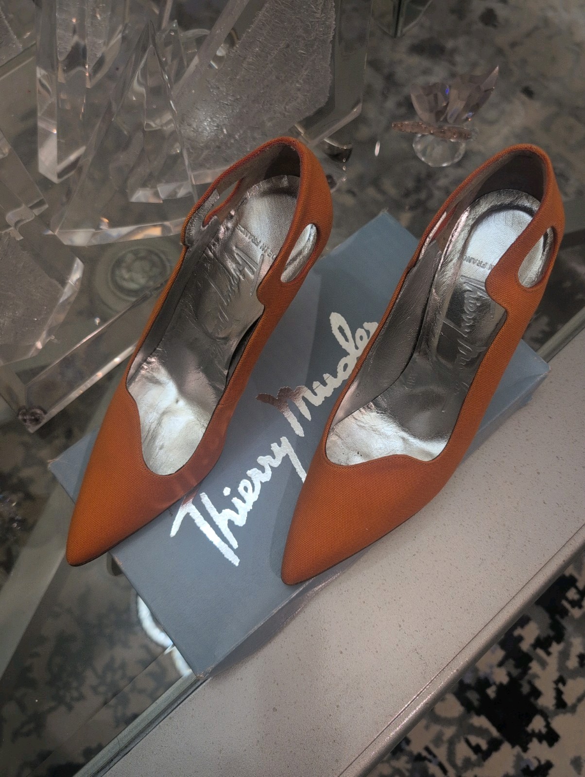 Vintage Thierry Mugler Orange Cutout Heels Size 8 – Sculptural Design, Rare Find image 4