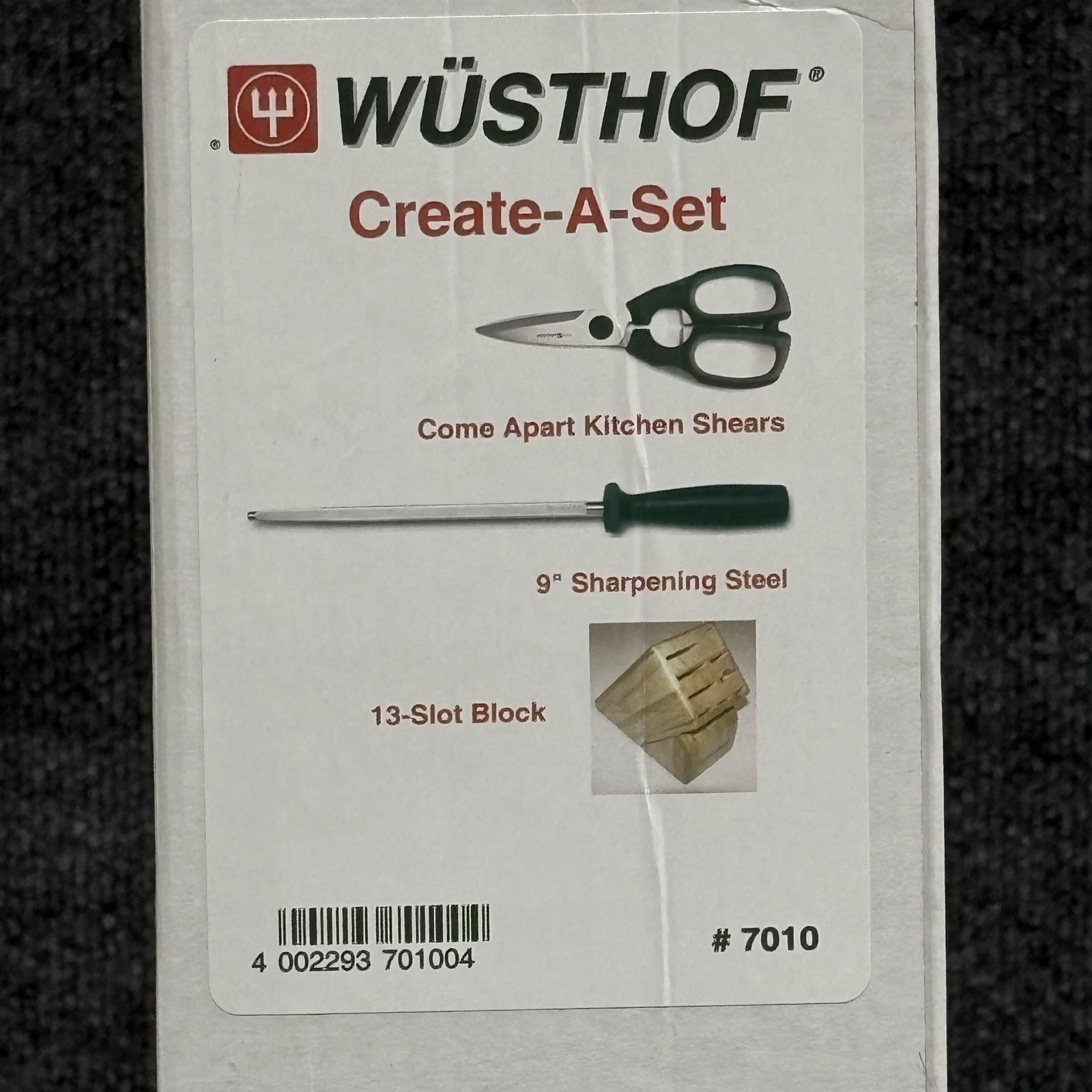 Wusthof Create-A-Set 7010 Kitchen Set Shears 9in Sharpening Steel 13-Slot Block