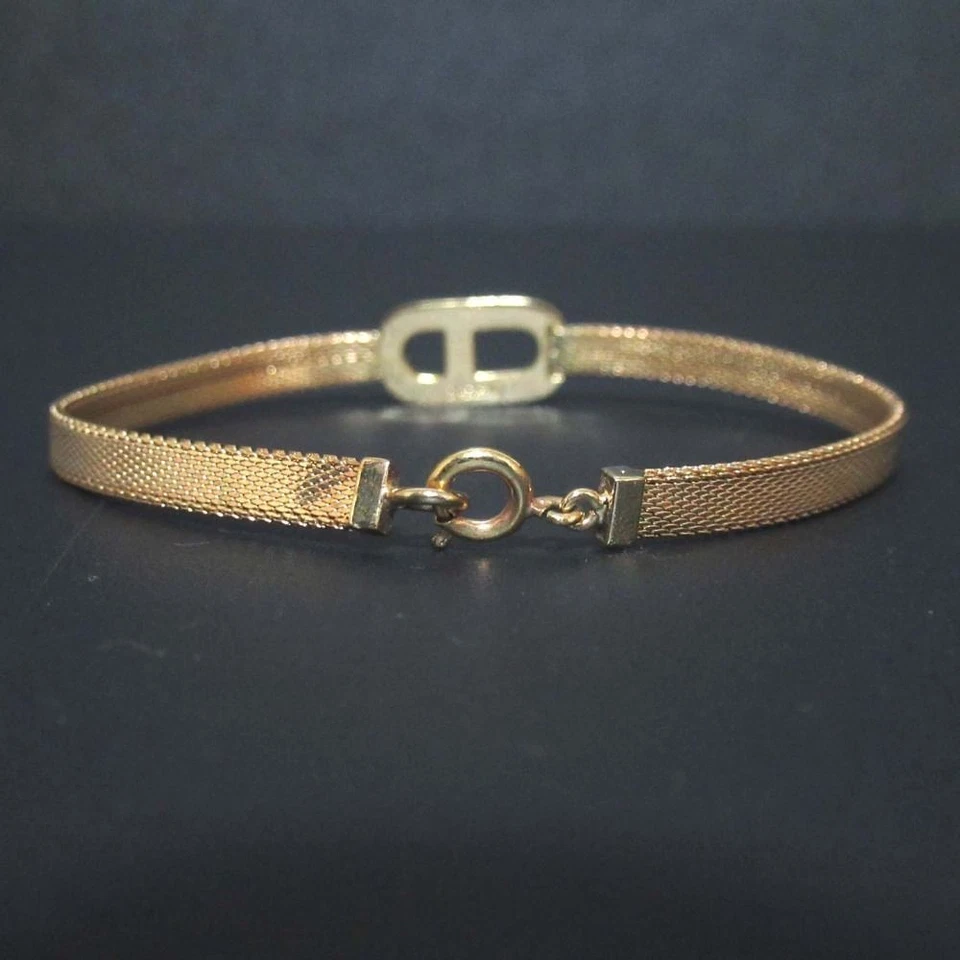 Vintage Christian Dior Bracelet CD Logo Mesh Chain Gold Tone Dior 80s 90s - Image 2 of 4