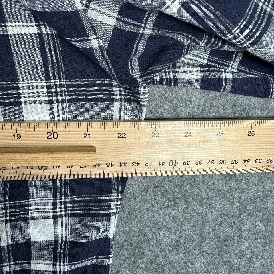 Barbour Shirt Mens Large Linen Blend Blue Plaid Check Long Sleeve Tailored Fit — 第 4/4 张图片