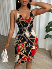 Chiquease Tie Dye Pleated Slim Fit Sleeveless Bodycon Dress For New Year Clothes