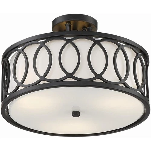 Crystorama 285-MK Graham 3 Light 15 inch Matte Black Semi Flush Ceiling Light - Picture 2 of 7