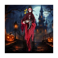 Goplus 8 Ft Halloween Animatronics, Sound & Touch Activated Grim Reaper with ...
