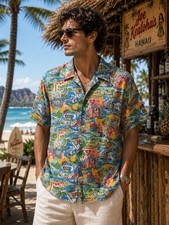 Reyn Spooner Vintage Joe Kealoha s Hawaiian Island Sz XL Surfer Boat NN04