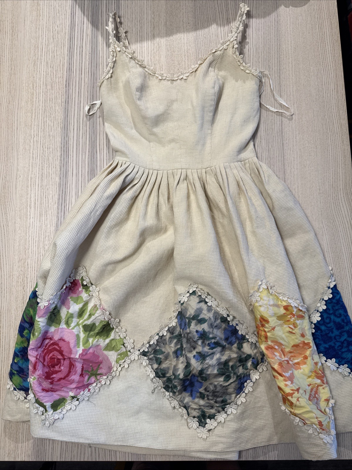 Vintage 1950s Jay Original Mel Warshaw Miami Waffle Cotton Resort Dress Novelty