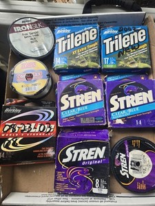 Vintage Berkley Stren Trilene Zebco Fishing Line Lot XT IronSilk Mono 8lb 14lb