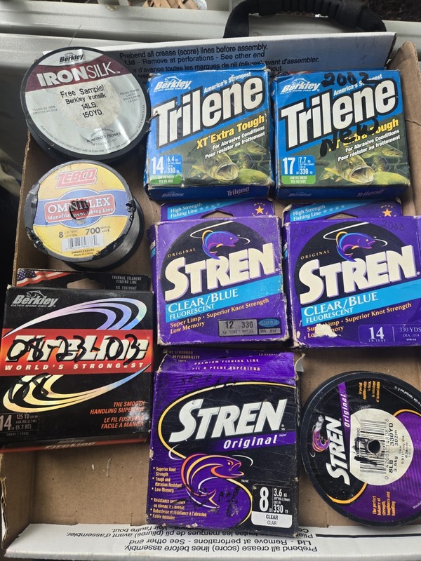 Vintage Berkley Stren Trilene Zebco Fishing Line Lot XT IronSilk Mono 8lb 14lb