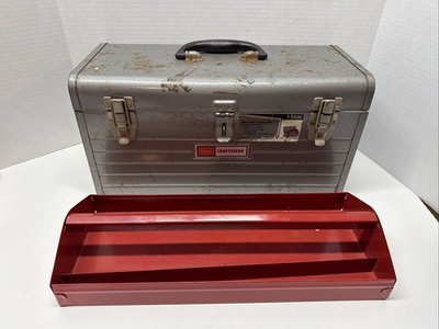 1970's Craftsman Sears 6500 Mechanic s Metal Tool Box with Red Tray 18x8x9