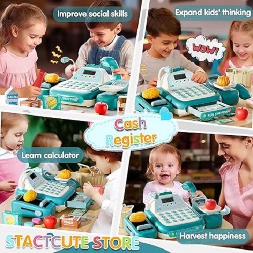 как выглядит Cash Register Toy for Kids with Real Calculator, Cashier Register with Scanne... фото