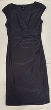Lauren Ralph Lauren Sheath Dress Size 6 Gray Sleeveless Ruched Jersey