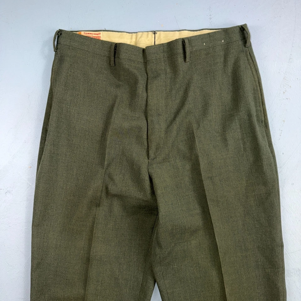 Pantalones de sarga Penneys Towncraft años 60 de colección 33x30 verde años 60 Rockabilly Penn Prest Foto 2 de 4
