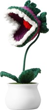 Knitted Man-eating Plant Halloween Decor Purple Spooky Ornament | Creepy Knitted