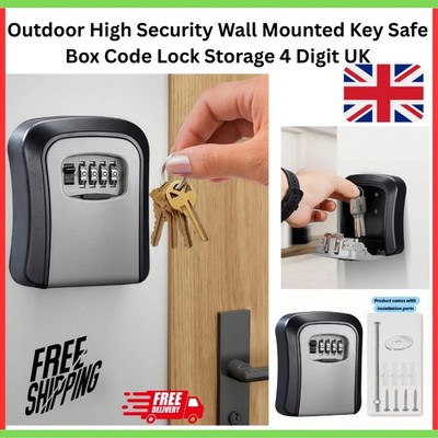 Außen Hochsicherheit Wandmontage Schlüssel Safe Box Code Schloss Aufbewahrung 4 Ziffern UK