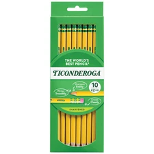 Ticonderoga Number 2 Pencils 10 Pack Pre Sharpened Non Toxic Latex Free Erasers