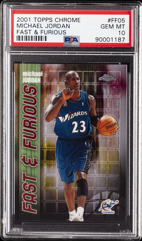 2001 TOPPS CHROME FAST & FURIOUS #FF05 MICHAEL JORDAN PSA 10