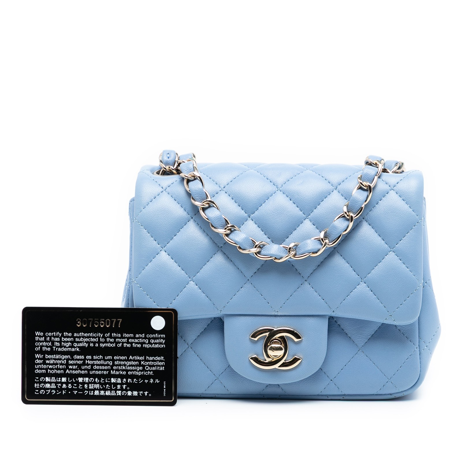 Authenticated Chanel Mini Square Classic Lambskin… - image 8
