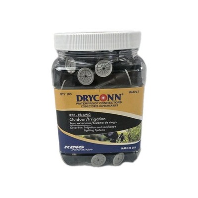 100 Pack Of King Innovation 61241 DryConn Black/Gray Waterproof Wire Connector 