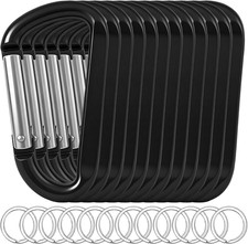12PCS Carabiner Keychain Clip - 3" Aluminum Caribeener Key Clip,D Ring Shape Non