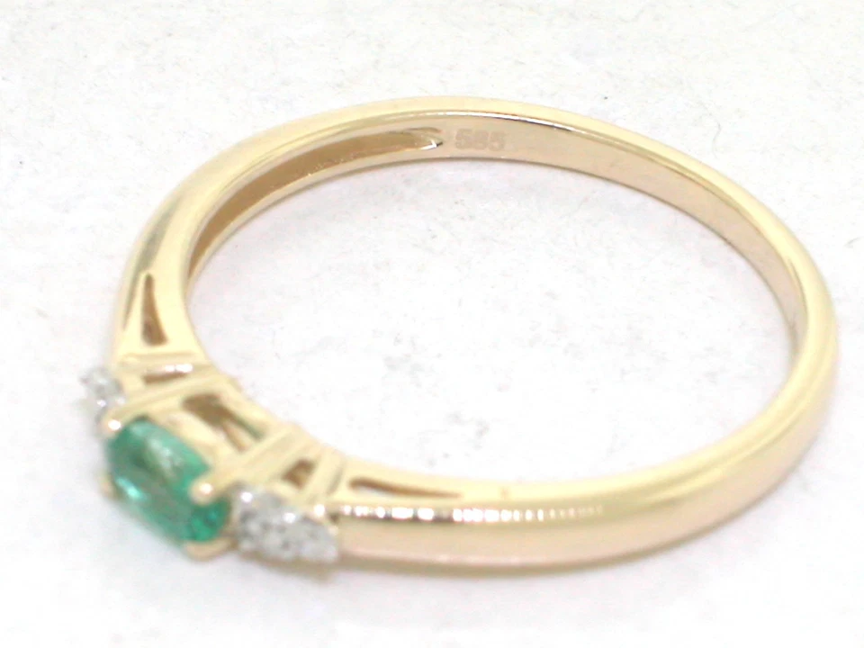 Exclusiver Smaragd Ring 585 Gelbgold 14Kt Gold natürlicher Smaragd  6 Brillanten - Bild 4 von 4